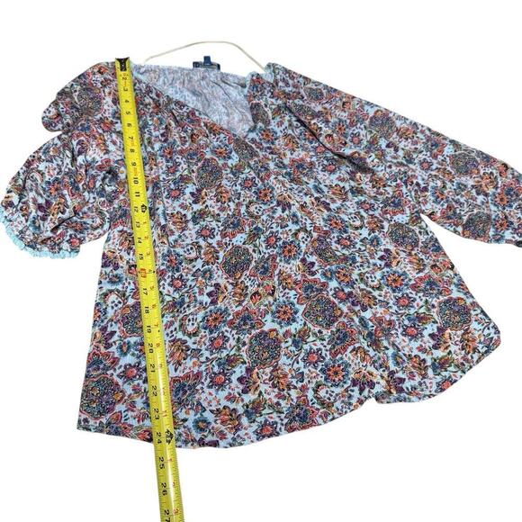 Democracy Top Women's Floral Blouse 2XL Comfort Relaxed Oversized Bohemian Boho - Picture 9 of 9